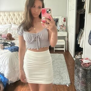 Princess Polly White Mini Ruched Skirt